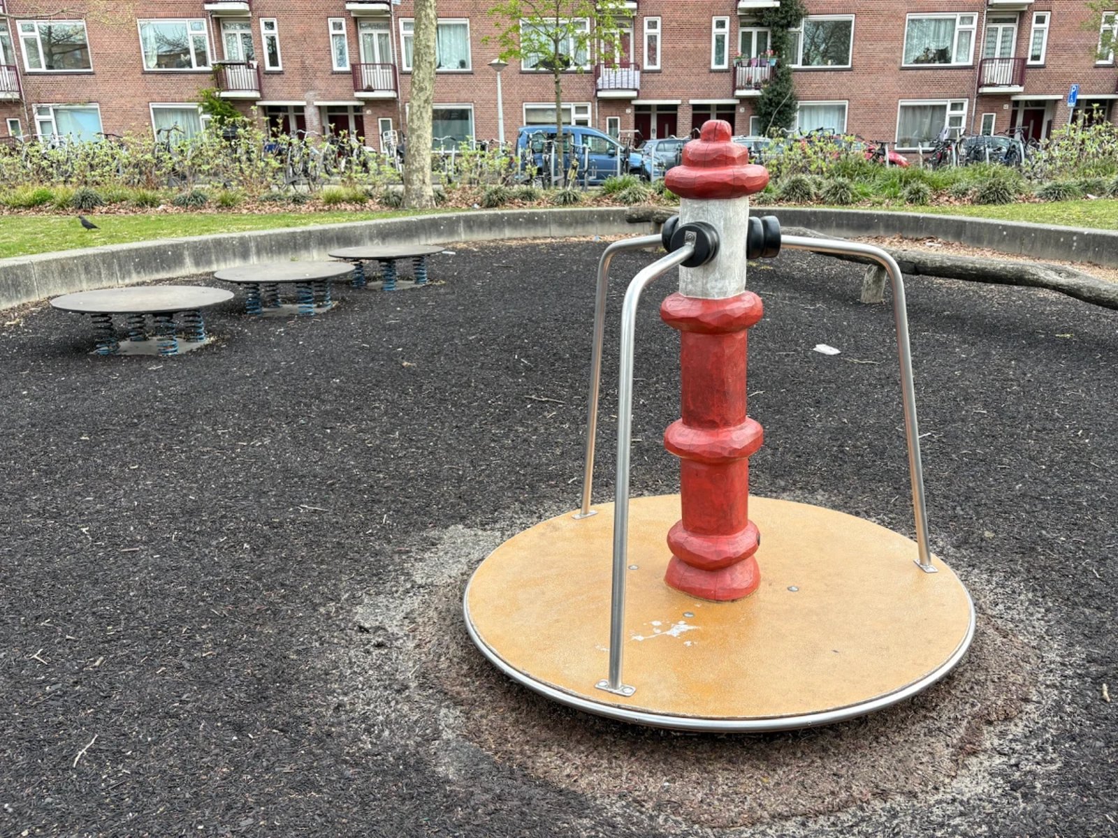 Red and orange merry-go-round and balance discs