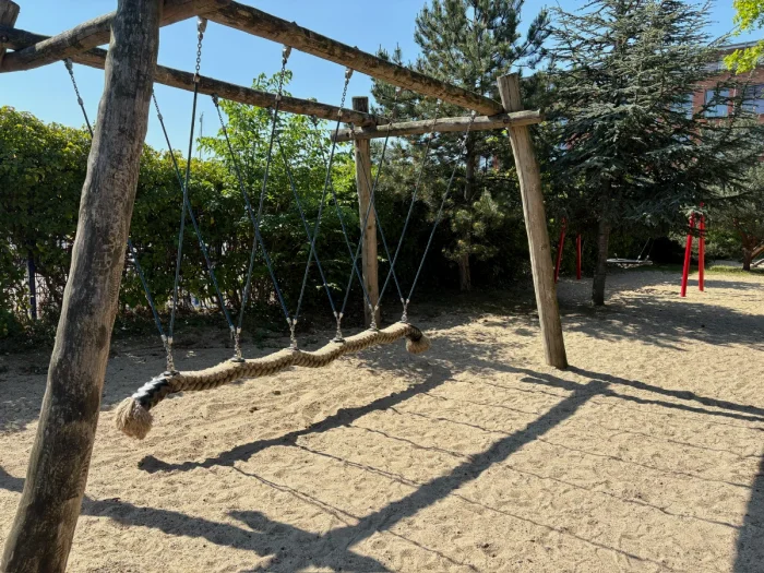 Large rope swing on wooden frame